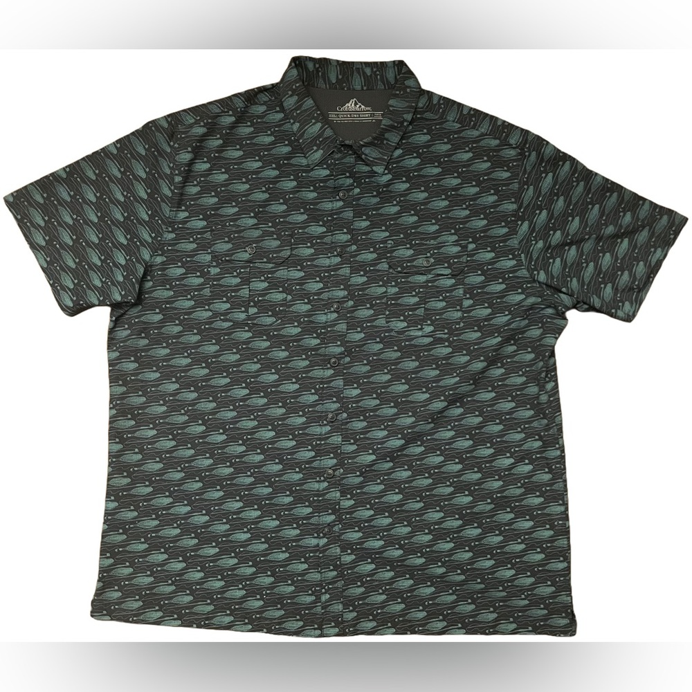 Croft & Barrow Gray and Green Casual Button Down Shirt XXL